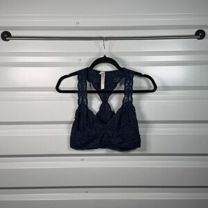 Free People Intimately Lace Bralette Navy Blue Racerback Boho L/G